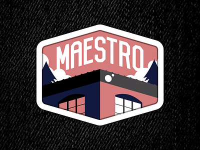 Maestro Hat Patch apparel blue clothes design clothing embroidery hat hats outdoors patch patches pine tree pink sky souvenir sunset