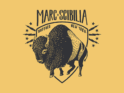 Marc Scibilia Buffalo Shirt Illustration animal animal illustration bison branding buffalo gold handlettering illustration letterpress nature new york new york city ny one color shirt texture woodblock woodcut yellow