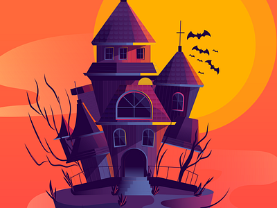 hunted house halloween house house illustration hunted huntedmansion vampire