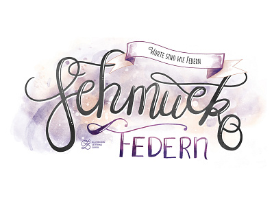 Schmuckfedern banner digital feather handlettering lettering litblog pink purple watercolor