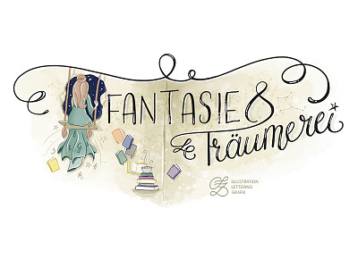 Illustrated Banner 'Fantasie & Träumerei' banner digital digital watercolor dreams fantasy illustration logo