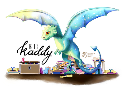 Bannerillustration 'Kaddy KD' banner bookblog digital watercolor handlettering illustration reading watercolor