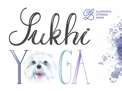 Sukhi Yoga digital watercolor handlettering illustration lettering yoga