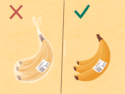 Challenge: 1 week without plastic bag banana bananas check ecology fruit fruits illustration plastic plastic bag slow living yellow zero waste