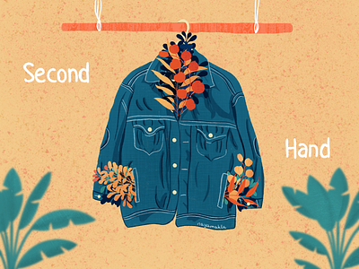 Second Hand brush design eco ecology flowers illustration jacket jeans procreate second second hand texture