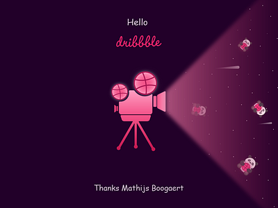 Hello dribbble! cinema debut dribbble first shot gradient hello dribbble illustration invite panda welcome