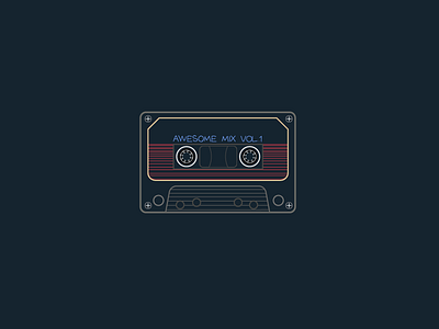Awesome Mix Vol. 1 adobe illustrator cassette fanart flat graphic guardians of the galaxy icon illustration logo marvel vector