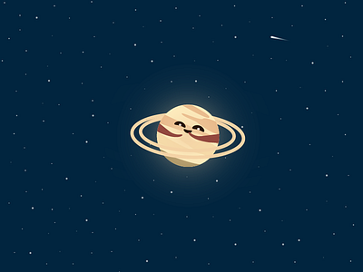 Saturn adobe illustrator comets cute flat galaxy icon illustration logo planet saturn space stars