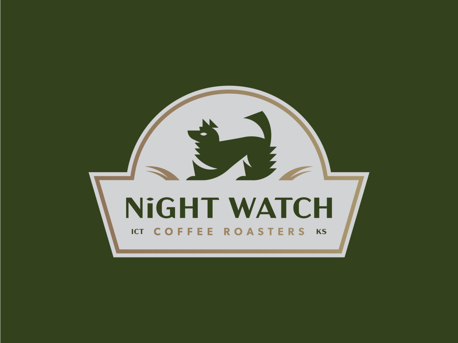 Night Watch badge coffee design illustration wolf