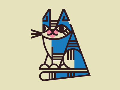 Blue Cat blue cat geometric kitten linear whiskers