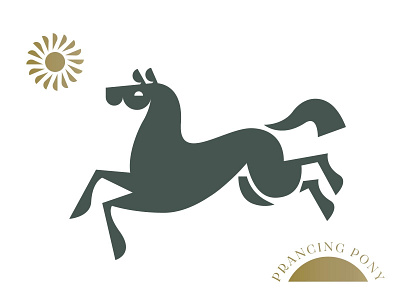 Prancing Pony gold horse pony sun