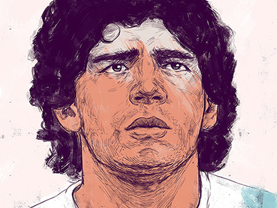 Maradona argentina cup drawing editorial football illustration portrait world