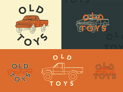 Old Toys 4runner adventure branding design hilux illustration logo pickup truck restoration retro rigs simple tacoma toyota trucks