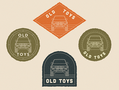 Old Toys badgedesign branding design illustration logo outdoors retro texture toyota truck trucks vintage