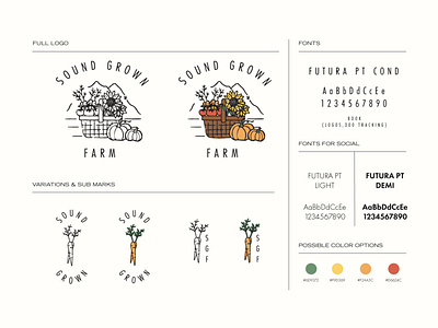 Sound Grown Farms branding farm farmers market farms food grow illustration logo nature outdoors pacific northwest plants retro