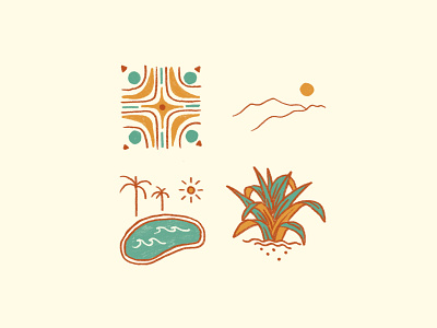 Palm Springs aloe desert hot illustration mcm outdoors palm springs palmsprings pool retro simple succulent sunny tile