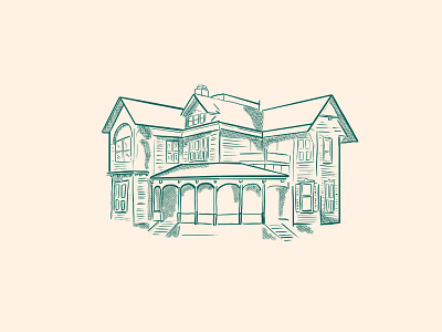 Avera Clarke House art deco branding florida house illustration line drawing procreate retro simple