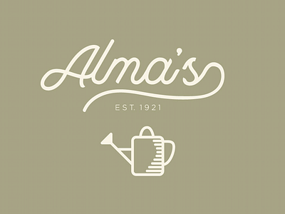 Alma's branding handlettering logo natural plants script