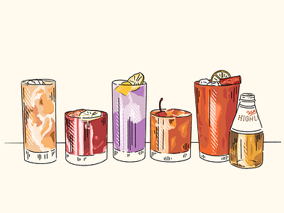 Drink up bar bloody mary cocktail bar cocktails drinks drinks menu happy hour illustration kitchen restaurant retro simple