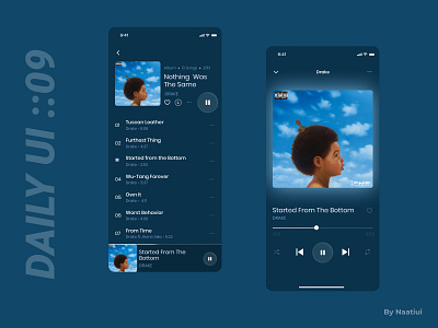 Music Player Daily UI : 009 album app audio challenge dailyui design drake figma interface mobile music player ui ux web