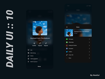 Daily UI : 10 Social Share 010 album app challenge dailyui design figma interface mobile music app share ui ux