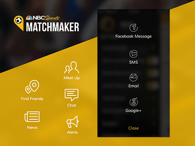 NBC Sports MatchMaker V1.3 chat design friends icons iphone matchmaker nbc news share sports ui