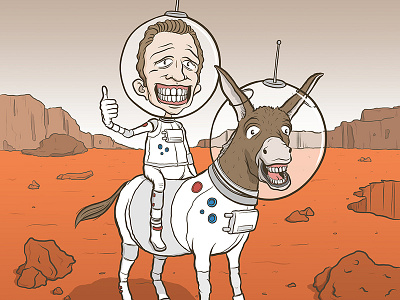“Get your @*& to Mars!” cartoon character donkey drawing illustration mars space total recall