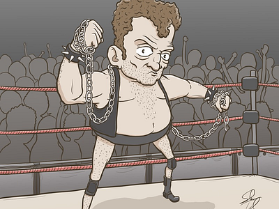 The crowd loves to hate this guy. adrian adonis cartoon character drawn by shawn illustration pro wrestling professional wrestling wrestling