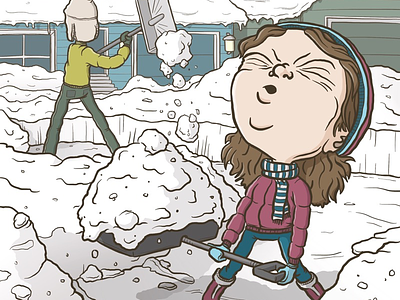 Shoveling! cartoon help illustration kids shovel snow
