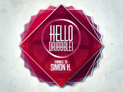 Hello Dribbble ! dribbble grungy red thanks typography