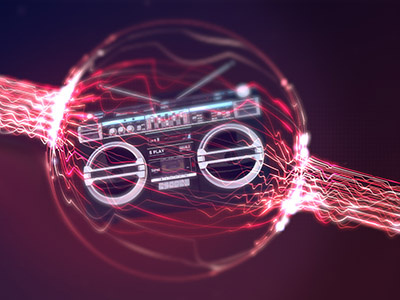 Boombox 3d boombox form motion design music purple red trapcode