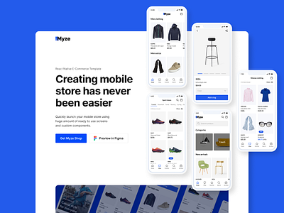 Myze shop landing page 🔵 cta design e commerce landing mobile mobile design navbar presentation pricing responsive design shop shopify showcase template ui ux video webdesign woocommerce