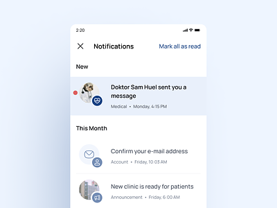 Mobile Med Notifications interface med app med tech message mobile app notification schedule ui