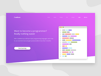 CodeBook Landing page #1 code daniel header landing page programmer webdesign wodziczka