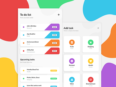 To do application colorful colors dashboard do list task to ui ux