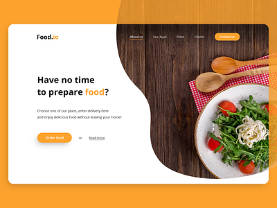 Food.io - Landing page for food service 🥗 buttons contact us cta delivery design food app grid hero hero banner hero design hero web home landing mobile pyszne read more type scale ui ux webdesign