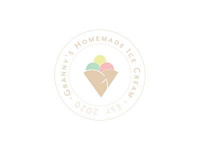 Grannys Homemade Ice Cream Logo brand branding circle logo design grandma grandmother ice cream icon design illustration logo logo design muted colors vector