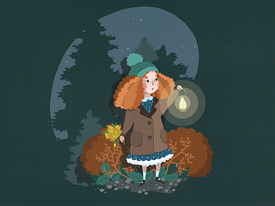 Magic forest art autumn digitalart forest girl illustration magic pic vector