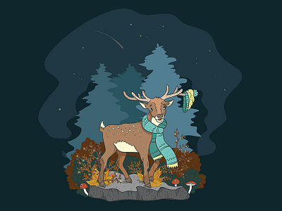 Little Deer art autumn deer digitalart forest illustration magic pic vector