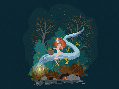 Forest fairy art autumn digitalart forest girl illustration magic pic vector