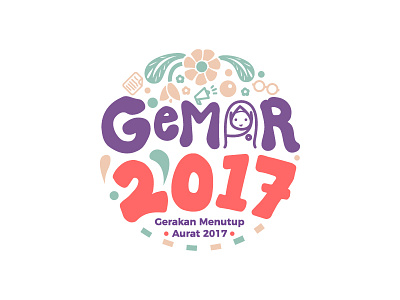 Event : Gemar 2017 Logo character cute event girly happy hijab icon illustration mark branding mascot smile