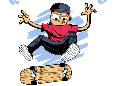 Jump and skate character design t shirt illustration vector