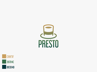 Presto Cafe and Bakery coffee gradient illustrator logo magic minimal pun simple visual