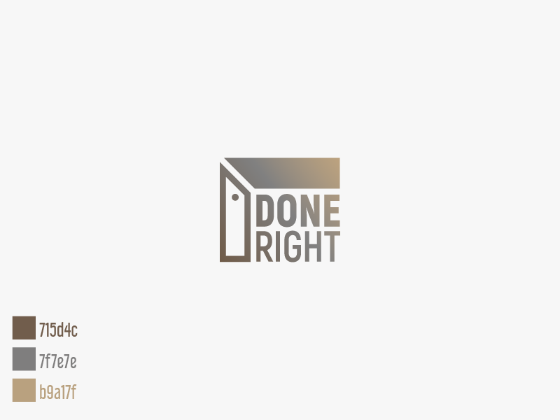 Done Right Contracting tight contracting construction illustrator gradient simple minimal logo