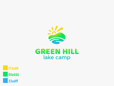 Green Hill Lake Camp camp fun gradient illustrator logo simple summer vibrant