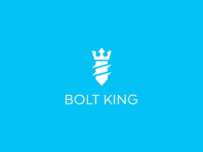 Bolt King blue blue and white bolt bolt king brand branding design flat graphic design king logo logo design minimal modern typography white