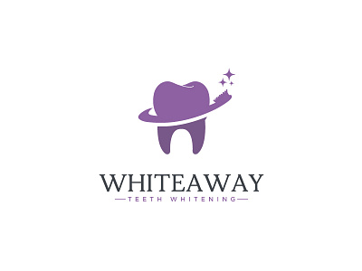 WhiteAway brand branding clean dental dentist design flat graphic design logo logo design minimal modern purple smile teeth tooth toothbrush typogaphy