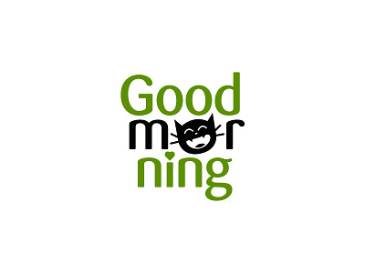 Good Morning brand branding cartoon cat clean cute design drink food graphic design logo logo design minimal modern typography