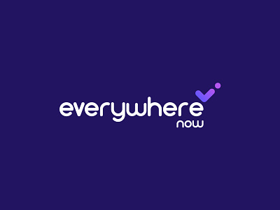 Everywhere now brand branding checkmark clean design flat graphic design logo logo design minimal modern purple restaurant study survey typhography