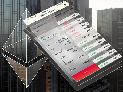 Ethereum base distributed crypto exchange wallet app UI design